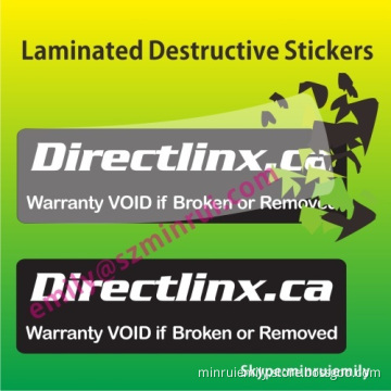 Custom Laminated Destructible Vinyl Labels,gloss Finished Destructive Labels,laminated Fragile Labels 